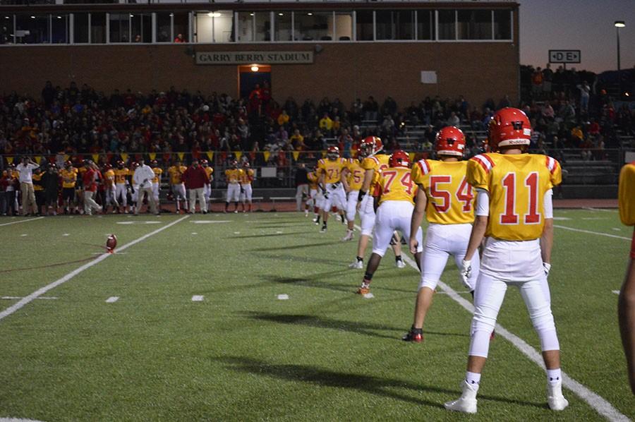 Coronado football players stand ready for the punt during the 2015-2016 season.