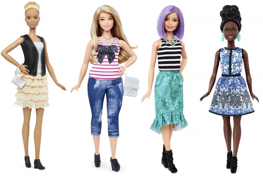 New Barbie doll body shapes of tall (L), curvy (2nd L) and petite (R) are seen next to the traditional Barbie (2nd R) in this image released by Mattel on January 28, 2016.   REUTERS/Mattel/Handout via Reuters