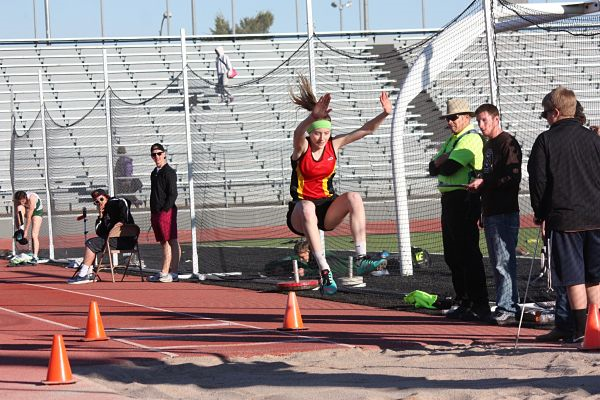 Senior Celia Smith jumps during the 2015-2016 track season.