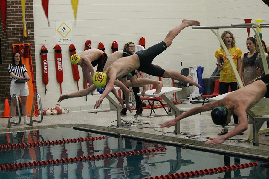 Mens varsity swimming  qualified several swimmers for state and showed off their stacked  team in their first meets of the season.