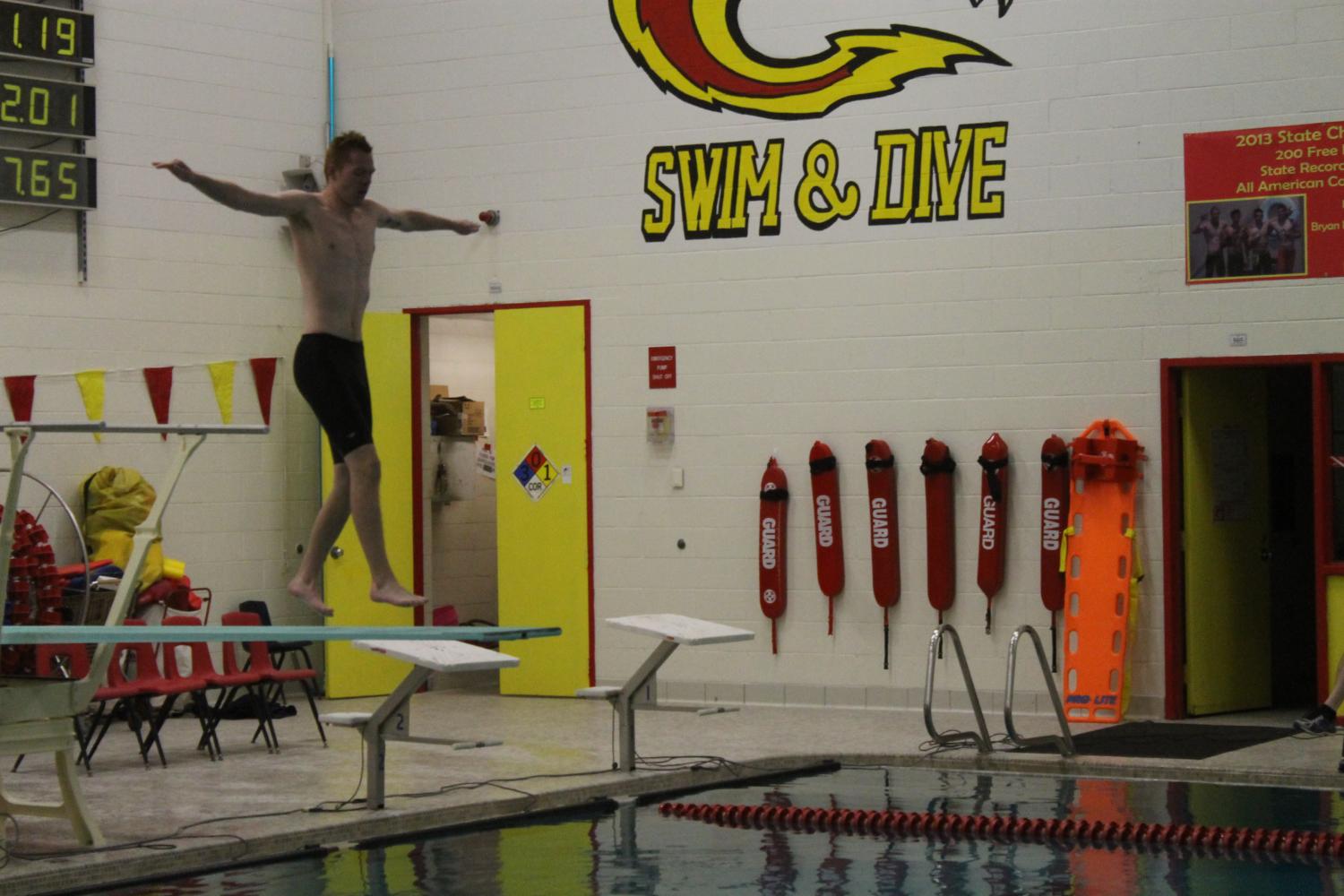 Matt Lenz, 12, prepares to dive. 