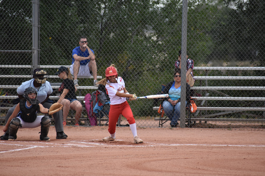 Navaeh Santisteven bats, contributing to an amazing softball season.