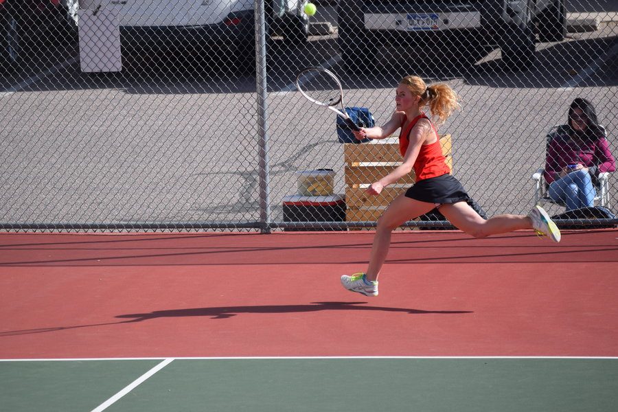 Senior Bethany Heitland chases after a ball during the 2016-2017 season.