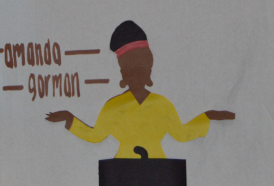 Dope Silhouette of Amanda Gorman at the Inauguration that StuCo made for Black History Month