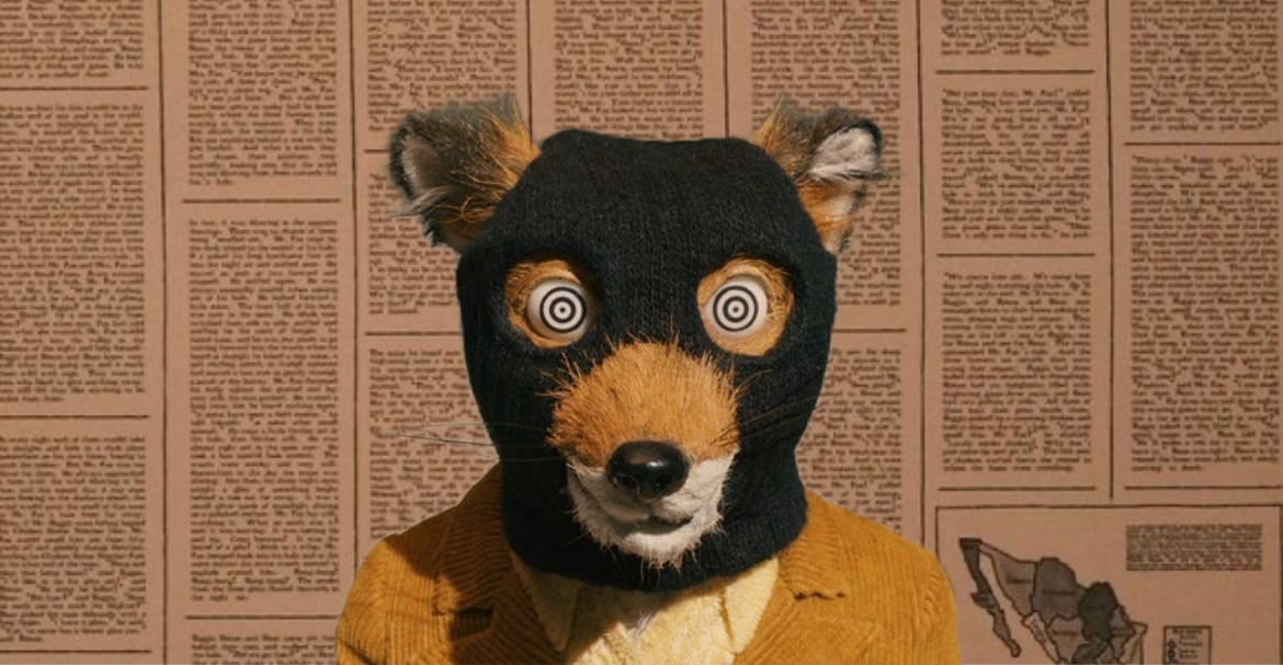 A stunned Mr. Fox over the backdrop of his newspaper