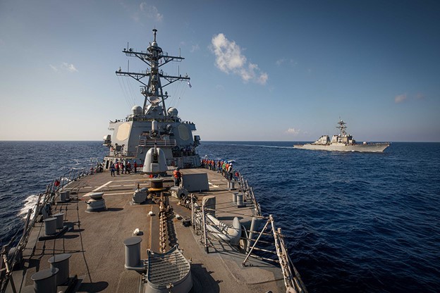 Two US warships sail back to port for supplies in the eastern Mediterranean. [7]