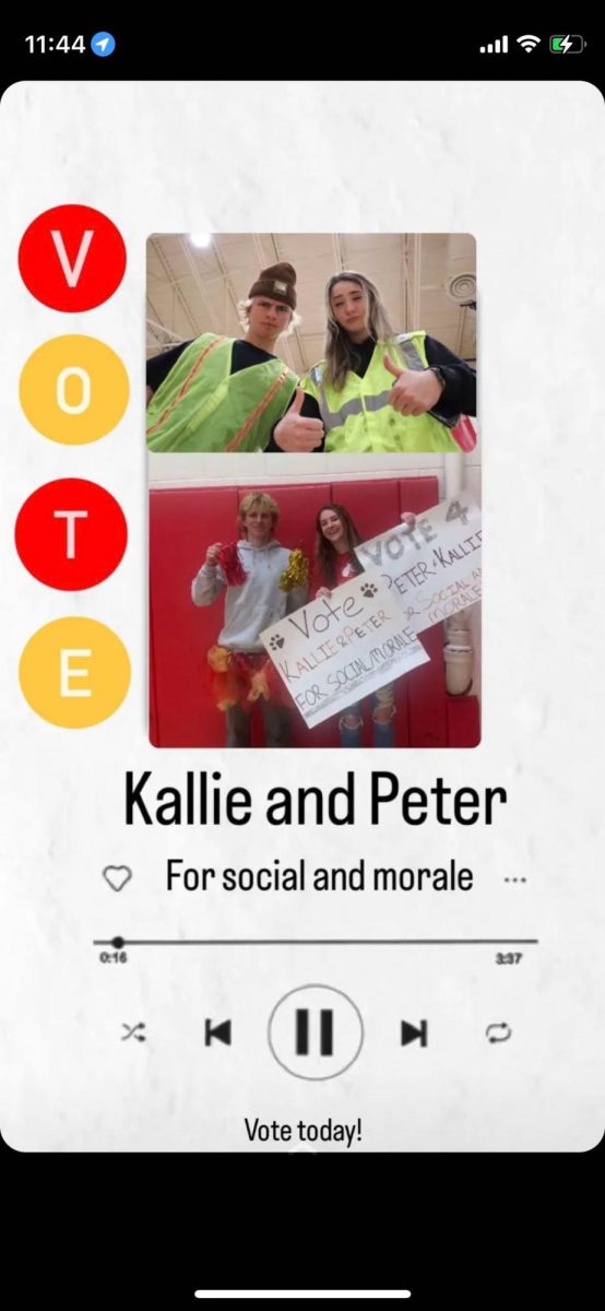 Kallie+Rogers%2C+Class+of+2024%2C+and+Peter+Frieling%2C+Class+of+2024%2C+competing+as+partners+for+Social+Morale+during+the+2023+Coronado+Student+Council+Elections.