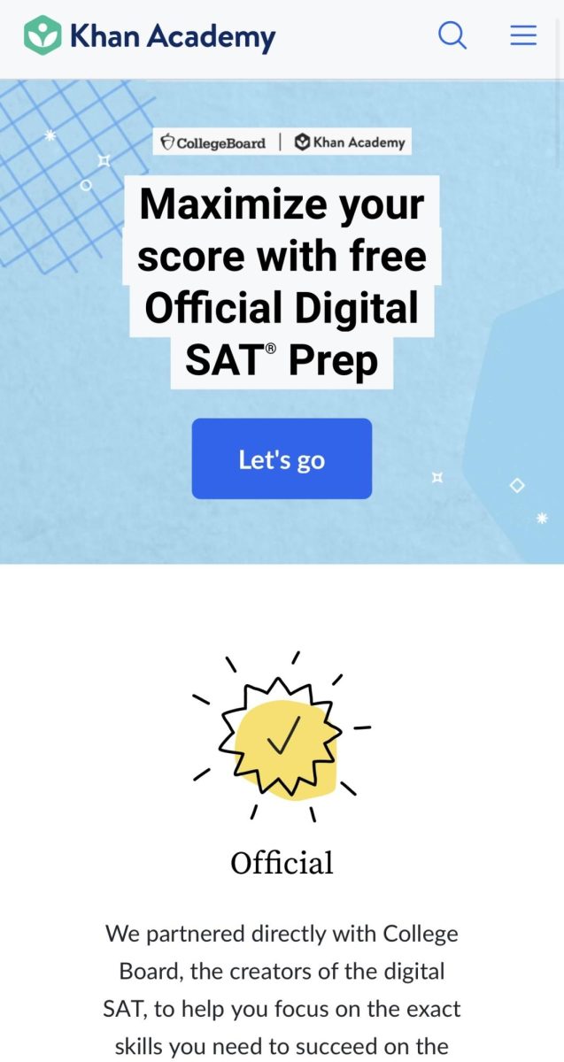 The front page of the SAT preparation website on Khan Academy