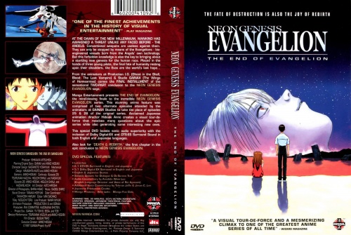English cover of the End of Evangelion DVD, including one of the more frequently parodied images on the internet.